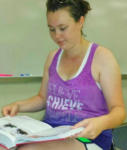 Briannon King (11) studies for her upcoming test in AP U.S. History.