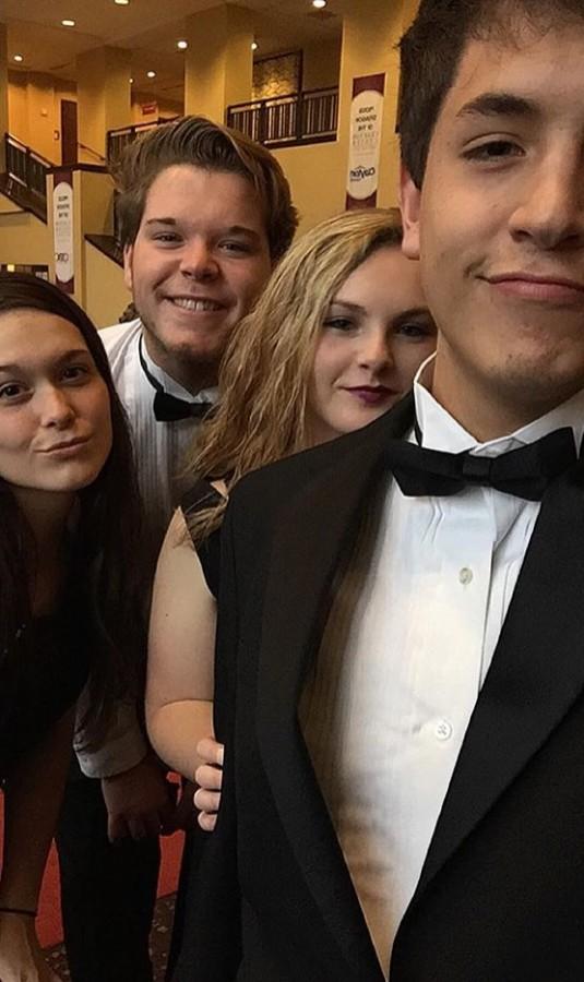 From left to right. Gracie Newbold, Matt Hamilton, Carly Minor, and Dakota Howard get ready for their performance with a selfie.