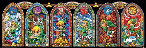 A stained glass portrait of Link, "Legend Of Zelda" protagonist. 