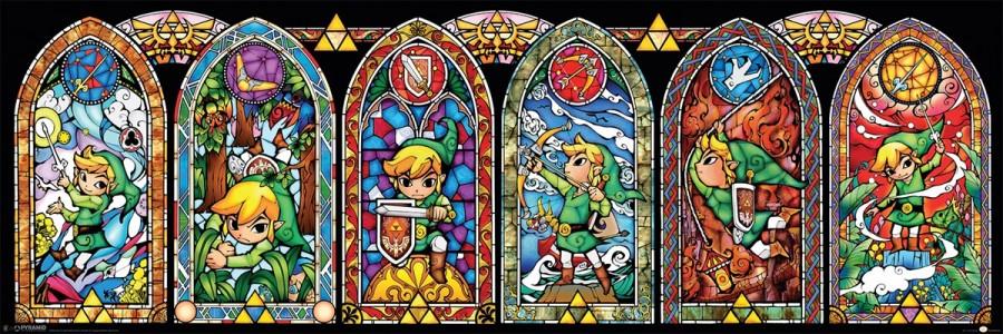 A stained glass portrait of Link, Legend Of Zelda protagonist. 