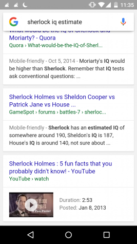 Sherlock Holmes's IQ estimation.