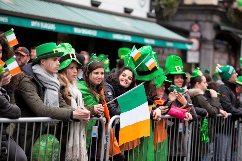 Many+people+are+celebrating+together+for+the+St.+Patricks+Day+Parade+in+Chicago.