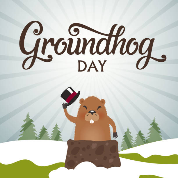 Groundhog+Day+typography+vector+design+for+greeting+cards+and+poster.+Lettering+greeting.+Vector+illustration.