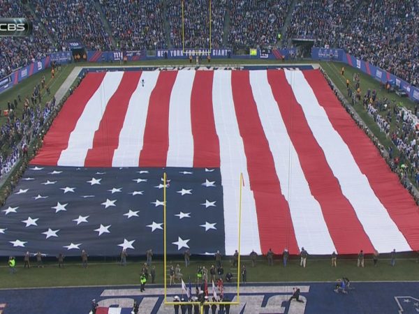 The American Flag is presented at a recent NFL game