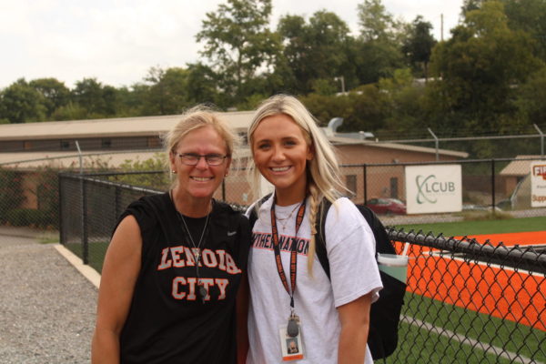 Our newest addition to LCHS, Mrs. Collier and Ms. Scheetz, take their students outside for gym class.